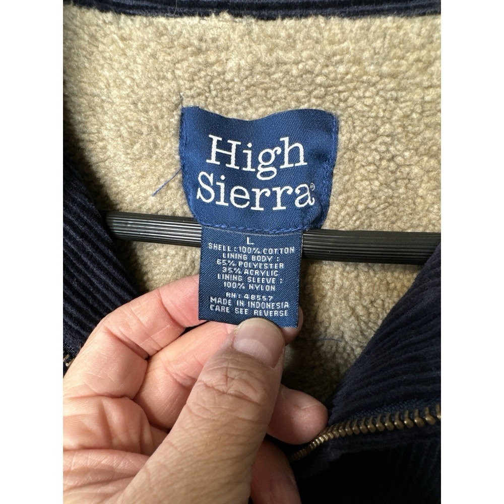 Vintage High Sierra Corduroy Sherpa Lined Jacket Chore Coat Workwear Navy L - Picture 8 of 13